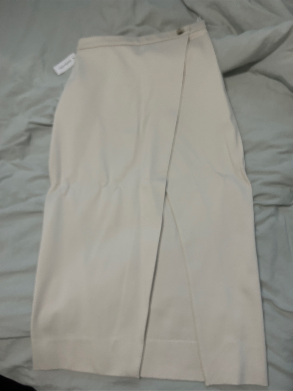 Babaton Cream Wrap-Style Midi Skirt